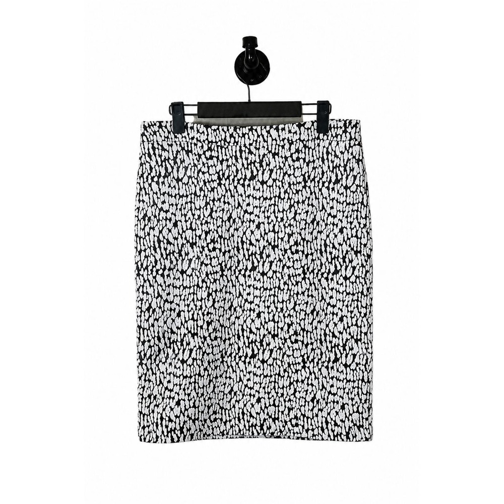 Michael Kors Brown White Sz M Pencil Skirt Animal Print Slim Zipper Slit U3